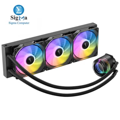 Antec VORTEX LUM 360 Black 360mm ARGB Liquid Cooler 3 120mm Fans 2800 RPM Pump 280W TDP Intel AMD Support Low Noise - View 5