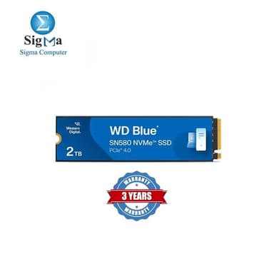 Western Digital 2TB WD Blue SN580 NVMe Internal Solid State Drive SSD - Gen4 x4 PCIe 16Gb/s, M.2 2280, Up to 4,150 MB/s - WDS200T3B0E - View 1