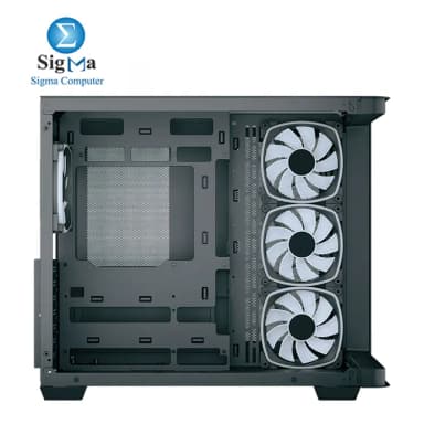 Aerocool P500C Evo Mid Tower case with curved tempered glass 4x ARGB fans dual-chamber design supports ATX motherboards 360mm liquid cooling and GPUs up to 450mm. - View 5