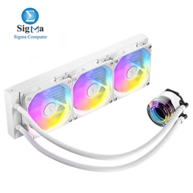 Antec VORTEX LUM 360 WHITE 360mm ARGB liquid cooler aluminum radiator 120mm PWM fans Intel AMD socket support 280W TDP - View 3