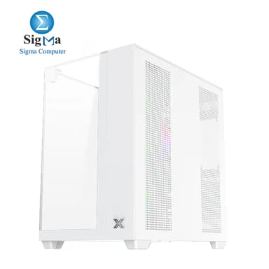 Xigmatek Aqua V Arctic ATX case with 165mm CPU cooler 410mm GPU 7-fan 360mm radiator support 3 tempered glass panels USB-C front I O. - View 2