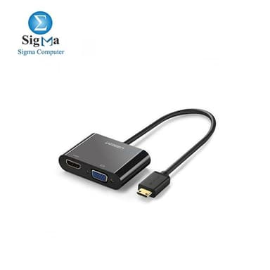 UGREEN CM101 40744 HDMI to VGA & HDMI CONVERTER With Audio Black - View 1
