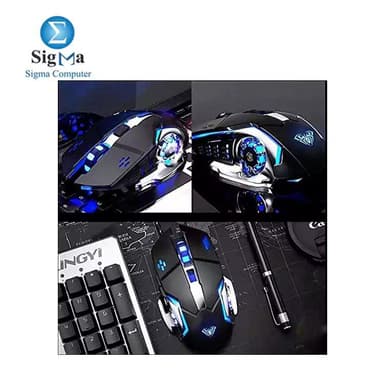 AULA S20 USB Wired Gaming Mouse Programmable Optical Ergonomic Mouse with Breathing LED Lights for PC Laptop - View 4