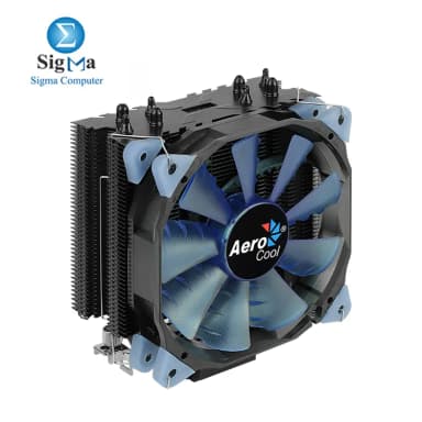 Aerocool Verkho 4 Dark CPU air cooler with 4x6mm heat pipes 120mm PWM fan 145W TDP and wide Intel AMD socket compatibility. - View 5