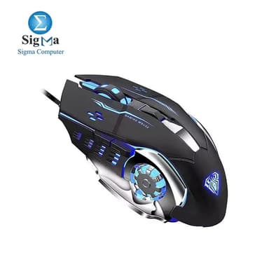 AULA S20 USB Wired Gaming Mouse Programmable Optical Ergonomic Mouse with Breathing LED Lights for PC Laptop - View 3