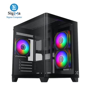 Xigmatek Pano M Nano 3GF M-ATX Case 330mm GPU 158mm CPU Cooler 165mm PSU 240mm Radiator Top MB Up to 7 Fans 3 Drive Bays USB 3.0 x1 Curved Tempered Glass Dust Filters Steel Build. - View 1
