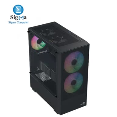 Aerocool B508A Flow LUX 650W Mid Tower case with tempered glass GPU support up to 340mm and 650W 80Plus Bronze PSU with flat cables and full protection. - View 3
