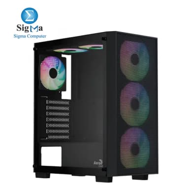 Aerocool B509A Flow LUX 650W Bronze Mid Tower case with mesh front tempered glass supports ATX boards 340mm GPUs includes 650W 80 Bronze PSU with 88 efficiency flat cables and full protections - View 2