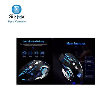 AULA S20 USB Wired Gaming Mouse Programmable Optical Ergonomic Mouse with Breathing LED Lights for PC Laptop - View 5