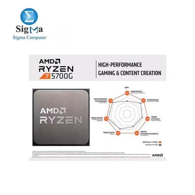 CPU-AMD-RYZEN 7 5700G - 8-core, 16-thread desktop processor with Radeon graphics - View 3