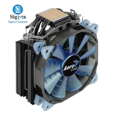 Aerocool Verkho 4 Dark CPU air cooler with 4x6mm heat pipes 120mm PWM fan 145W TDP and wide Intel AMD socket compatibility. - View 3