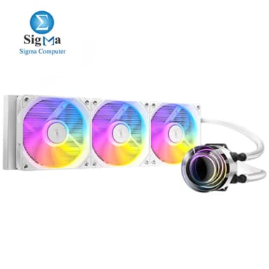 Antec VORTEX LUM 360 WHITE 360mm ARGB liquid cooler aluminum radiator 120mm PWM fans Intel AMD socket support 280W TDP - View 1