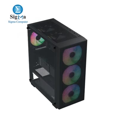 Aerocool B509A Flow LUX 650W Bronze Mid Tower case with mesh front tempered glass supports ATX boards 340mm GPUs includes 650W 80 Bronze PSU with 88 efficiency flat cables and full protections - View 5