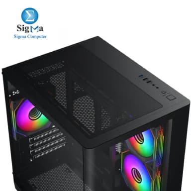 Xigmatek Pano M Nano 3GF M-ATX Case 330mm GPU 158mm CPU Cooler 165mm PSU 240mm Radiator Top MB Up to 7 Fans 3 Drive Bays USB 3.0 x1 Curved Tempered Glass Dust Filters Steel Build. - View 6